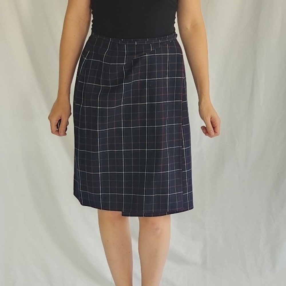 Liz Claiborne Blue Plaid Wrap Skirt